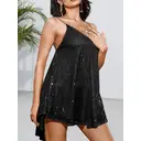 Robe Femme à Bretelles Fines Col en V pour Printemps Été Vacances et Tenue Quotidienne Noir Taille S image 3