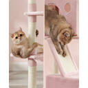 SONGMICS Arbre à chat hauteur 206 cm avec 13 griffoirs, 2 plateformes, 2 niches et panier, hamac, pompon - Rose bonbon image 9