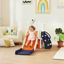 AIYAPLAY Kids Slide, 5 in 1 Toddler Slide Set with Basketball Hoop, Outdoor & Indoor Frog Theme Playset with Climbing Frame, Telescope, Storage Box for Toddlers Ages 1-3, Orange image 7