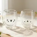 Ju7cer Lot de 2 verres à double paroi chat et ours - 260 ml image 2