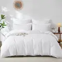 LeBonsoir White Bedding Duvet Cover Set，230x220cm/50x75cmx2 Breathable Durable Soft Comfy， with Zip， 3 Pieces， Includes 1 Duvet Cover & 2 Pillowcases，NO Comforter image 1