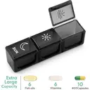 VVM  3X A Day Weekly Pill Organizer, 7-Day Medicine Pill Organizer, 3 Times a Day, Travel Pill Case Container for Vitamins, Supplements, Black image 1