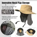 TOP-EX UV Protection Mens Sun Hat with Cooling Neck Flap Sunglass Lock Wide Brim Fishing Hats M/L Khaki image 3