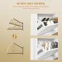 HOMCOM Narrow Shoe Cabinet with 2 Flip Drawers, Slim Shoe Storage Cabinet with Adjustable Shelves, Open Shelf, Hairpin Legs and 2 Vents for 12 Pairs of Shoes for Entryway, White image 5