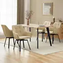 CLIPOP 360° Swivel Dining Chairs Cream Faux Leather Upholstered Kitchen Chairs without Wheels Ergonomic Office Desk Chair with Arms and Metal Legs for Home Restaurants 0407-s cream 55*45*82.5 cm image 1