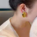 VoxorAI European and American style brown geometric cat's eye stone earrings, stud earrings, ear studs, ear accessories, all seasons image 3