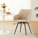 CLIPOP Faux Leather Dining Chairs, Set of 2, 360 °Swivel Upholstered Kitchen Chairs Armchair with Backrest and Metal Legs for Home Office Bedroom Living Room Lounge 0588 cream 54.5*60*84 cm image 1