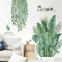 2Set Wall Stickers Green Nature Fake Green Ornamental Plants Decor Fashionable Interior Wallpaper Nature Entrance Living Room Toilet Stickers image 1