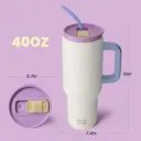 Bottle Bottle 40Oz Stainless Steel Vacuum Tumbler with Handle and Straw, Travel Mug Car Cup for Coffee (Yogurt) image 1