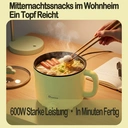 IAGREEA Tragbarer elektrischer Kocher 1,6 L Ramen-Kocher, Ramen-Nudelkocher – Dual Power Mini Ramen-Maker, multifunktionaler Lazy Pot, antihaftbeschichteter Nudelkocher mit Trockengehschutz für Pasta, Nudeln, Eiersuppe, kompakt für Wohnheim und Büro (Grün) image 5