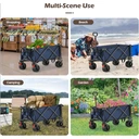 CLIPOP Festival Trolley with All-Terrain Wheels, 180L Folding Wagon with Expandable Tailgate and Adjustable Handle Large Capacity Garden Cart for Beach Camping Outdoor Blue image 7
