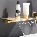 Homary Wall Mount Bath Tap Solid Brass Single Lever Handle in Brushed Gold image 3