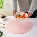 PP Round Placemat
Light Pink，Set of 6 Round Braided Placemats Table Mats for Dining Tables Washable Non-Slip Place Mats 15 inch for Home Decoration image 3