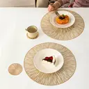 Gold Exploding Fireworks PVC Placemat，Placemats Set Of 6 PVC Place Mats For Kitchen Table Indoor/Outdoor Washable Heat-Resistant Placemat Wipeable Dining Table Mats And Cup Coaster For Camping, Festival, Wedding, Party image 5