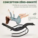 Outsunny Chaise longue à bascule rocking chair ergonomique avec tétière accoudoirs métal galvanisé textilène dim. 63l x 160P x 88H cm noir image 4