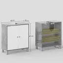 kleankin Under Sink Cabinet, Bathroom Vanity Unit, Storage Cupboard with Adjustable Shelves, White and Grey image 2