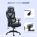 Vinsetto Ergonomic Office Chair, Mesh Swivel Desk Chair with Lumbar Support, Padded Seat, Adjustable Height and Headrest for Home Office, Black image 5