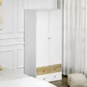 HOMCOM 2-Door Wardrobe with 2 Drawers, Modern Tall Wardrobe with anging Rod and Anti-tipping Straps for Bedroom, White image 1