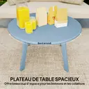 Outsunny Petite table basse ronde, table d'appoint avec patins antidérapants, cadre en métal, pour jardin, balcon, terrasse, salon, Ø 70 x 42 cm, bleu image 3