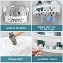 TAILI Suction Corner Shower Caddy, Bathroom Shelf Storage Basket Wall Mounted Organizer for Shampoo, Conditioner, Plastic Rack for Kitchen&Bathroom, Drill-Free Removable (2 Pack) image 7
