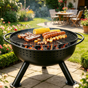 2-in-1 Feuerkorb & Holzkohlegrill, 51 cm Durchmesser Gussgrillrost, 34 cm hoch Feuerkorb auf Dreibein, tragbarer BBQ-Grill für Outdoor, Camping, Garten und Terrasse image 3