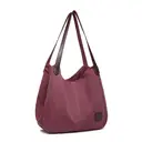 Kono Canvas Shoulder Tote Bag, Vintage Hobo Handbag for Women, Casual Top Handle Bag for Work School Travel Shopping Claret image 1