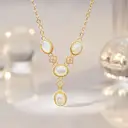 18-Inch Women's 18K Gold Plated Station Necklace with Oval Charms image 4