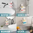 TAILI Double Layer Soap Dish Suction Cup Soap Holder, Strong Sponge Holder for Shower, Bathroom, Tub and Kitchen Sink, Drill-Free, Removable image 7