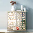 4-piece PVC mirror-finish abstract acrylic wall decoration, 19.5*19.5cm.silver image 3