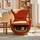 URBAN MEUBLE Fauteuil de salon design aspect requin-baleine, Tissu rouge brique, 66 x 69 x 76 cm image 5