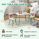 ZONEKIZ Kids Table and Chair Set, Toddler Table with 2 Chairs, 3 Pieces Toddler Activity Furniture Set for Bedroom, Nursery, Playroom, Green image 1