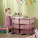 HOMCOM 6 Drawers Plastic Storage Units, 3 Tier Kids Storage Units, Children Toy Chest for Nursery, Playroom, Bedroom, Pink image 1