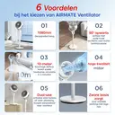 Airmate luchtcirculatieventilatoren met verstelbare hoogte [0,45–1,08 m], 3 bladen, windafstand 10 m, draaiknopbediening, afneembaar en draagbaar, nieuw binnen image 2