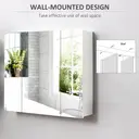 kleankin Bathroom Medicine Cabinet with Mirror, Wall Mounted Bathroom Mirror Cabinet with 3 Doors, Adjustable Shelves, White image 3