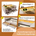 Polsterbett Tagesbett 140x190 cm, Schlafsofa mit LED und USB-C Ladefunktion,Leinen, Hellbeige (Ohne Matratze)  image 5