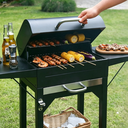 Schwerlast-Bollerwagen-Grill, tragbarer Outdoor-Grill mit 2 Seitenablagen, Rädern und Aufbewahrungsregal, Aufbewahrungsablagen und Rädern, Outdoor Smoker BBQ-Grill für Garten, Terrasse, Hinterhof, Camping & Picknick, Schwarz image 2