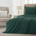 MEEALLHOME Parure de lit en flanelle lavée vert foncé - 1 housse 200 x 220 cm et 2 taies 80 x 80 cm image 4