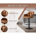 Ensemble de 2 tabourets de bar en cuir PU pivotant pour cuisine et petit-déjeuner, tabouret de comptoir moderne réglable (marron) image 4