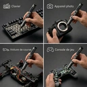 EasyWox Kit de Tournevis Électrique Mini 62-en-1, Affichage Numérique du Couple, Batterie Lithium Rechargeable 500mAh, Boîte de Rangement Rotative, Embouts Longs, Gris image 5