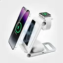 Rexsun 3 in 1 Foldable Wireless Charging Station, Aluminum Alloy Wireless Charger Stand for Multiple Apple Devices - Travel Size for iPhone, Apple Watch, AirPods, Adapter Not Included, T8, Silver-white image 1