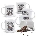 Alphynix 1pc 11oz White Mug with "WHEW THAT WAS CLOSE" Funny Sloth Quote About Avoiding Socializing, Relatable Christmas or Thanksgiving Gift image 0