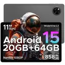 DOOGEE TAB A9+ 11-inch Tablet with Gemini AI， Android 15， 8580mAh & T7200 Octa-Core， 20GB+64GB/2TB LPDDR4X， 13MP+5MP， Widevine L1|Face ID|BT 5.0|5G WiFi|GPS|FM|OTG， GREY image 0