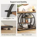 Tribesigns Table console 105 cm, Table derrière canapé industrielle à 4 niveaux pour entrée avec base circulaire, Table d'appoint étroite en bois avec étagères de rangement pour salon, couloir, entrée, Marron clair image 8