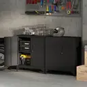 HOMCOM Armoire de bureau à 2 niveaux, meuble de rangement bureau métallique avec 2 portes verrouillables, armoire à dossiers pour domicile, garage, 80 x 35 x 91 cm, noir image 2