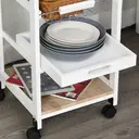 HOMCOM Mobile Rolling Kitchen Island Trolley for Home w/ Metal Baskets Trays Shelves Wheels Compact Stylish Storage White image 7