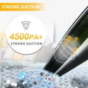 ATSHARK Wireless Handheld Vacuum Cleaner 4000Pa Car Vacuum Cleaner Rechargeable Lightweight Design Suitable for Home, Car, Carpet, Stairs, and Pet Hair Cleaning A-016, Black image 3