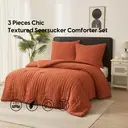 Meeallhome  Comforter Set  Seersucker Textured  Bedding set 230*220cm/50*75cm*2  tangerine image 0