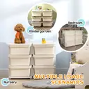 HOMCOM 6 Drawers Plastic Storage Units, 3 Tier Kids Storage Units, Children Toy Chest for Nursery, Playroom, Bedroom, Cream image 7
