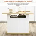 HOMCOM Table à manger ilot central cuisine meuble de rangement table avec grand plan de travail 4 personnes - placard 4 portes et étagères - en bois - dim. 110L x 70l x 75,5H cm blanc et naturel image 3