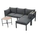 Garden furniture set, corner set, sofa + coffee table + footstool, galvanized steel tube, glass table top, suitable for gardens, swimming pools and other outdoor areas, grey  image 0